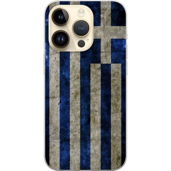 Kompatibelt Mobilskal till Apple iPhone 14 Pro Greece Flag Art med blåvitt vintage mönster för den som älskar Grekland och klassisk design