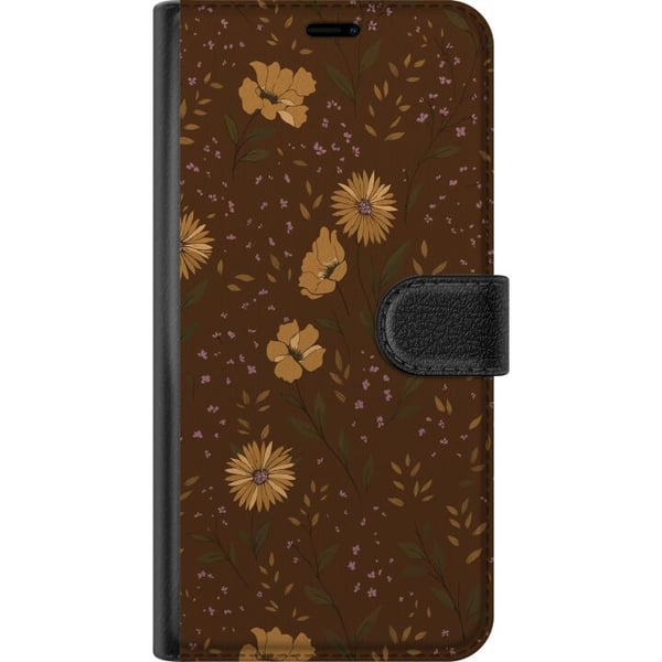 Kompatibel Tegnebogsetui til Apple iPhone 11 Retro blomstermønster brun baggrund blomster vintage 70’er-stil boheme tapetdesign tryk