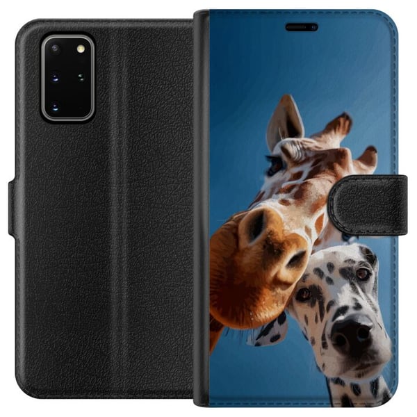 Kompatibelt Plånboksfodral till Samsung Galaxy S20+ Giraffe Dalmatian Duo motiv med rolig närbild på giraff och dalmatiner i soligt perspektiv Kompatibelt Plånboksfodral till Samsung Galaxy S20+ Giraffe Dalmatian Duo motiv med rolig närbild på giraff och dalmatiner i soligt perspektiv