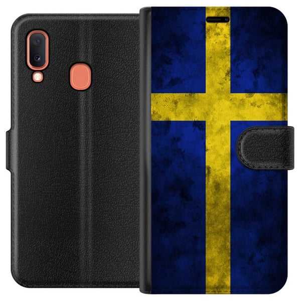 Kompatibelt Plånboksfodral till Samsung Galaxy A20e Sverige Flagga