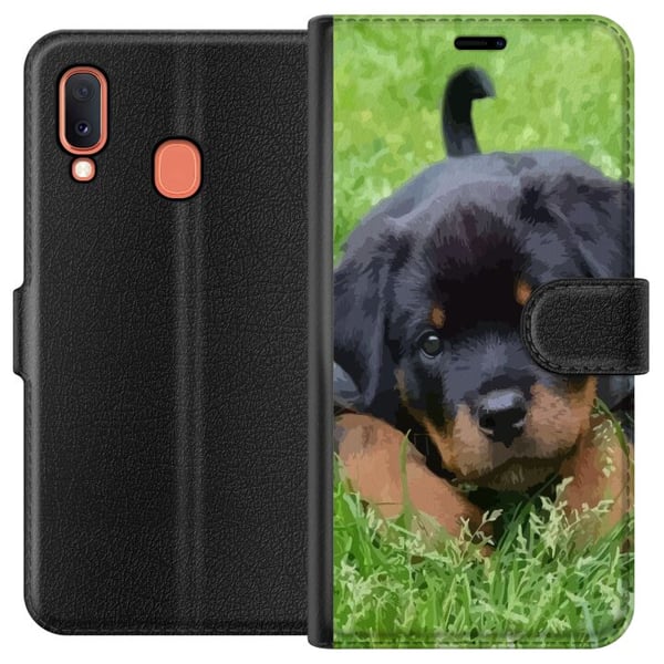 Kompatibelt Lommeboketui til Samsung Galaxy A20e Rottweilervalp med store øyne, myke farger og tydelige detaljer, naturinspirert og sjarmerende hunde Kompatibelt Lommeboketui til Samsung Galaxy A20e Rottweilervalp med store øyne, myke farger og tydelige detaljer, naturinspirert og sjarmerende hunde