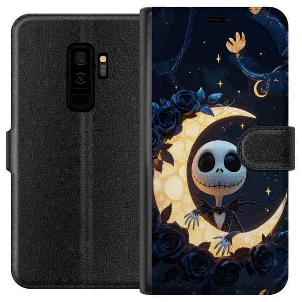 Kompatibelt Lommeboketui til Samsung Galaxy S9+ Måneskinnsskjelett – motiv med en skjelettfigur som sitter på en måne omgitt av stjerner og roser Kompatibelt Lommeboketui til Samsung Galaxy S9+ Måneskinnsskjelett – motiv med en skjelettfigur som sitter på en måne omgitt av stjerner og roser