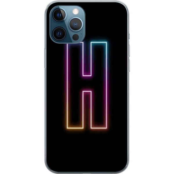 Yhteensopiva Puhelinkuori Apple iPhone 12 Pro Minimalistinen neonkirjain H värinvaihtavassa valossa mustaa taustaa vasten Yhteensopiva Puhelinkuori Apple iPhone 12 Pro Minimalistinen neonkirjain H värinvaihtavassa valossa mustaa taustaa vasten