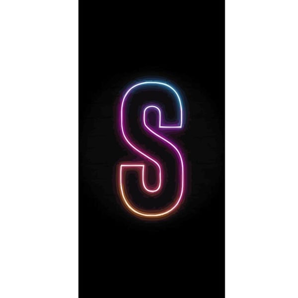 Kompatibelt Plånboksfodral till Apple iPhone 13 Pro Neonbokstav S i rosa och blå toner mot mörk bakgrund i retrofuturisk design
