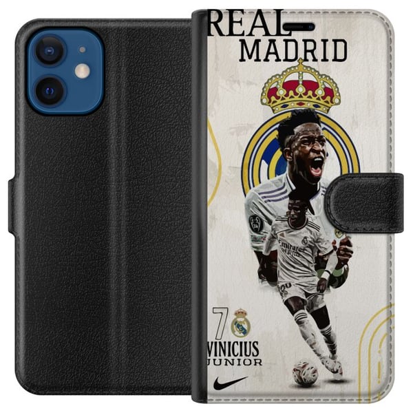 Yhteensopiva Lompakkokotelo Apple iPhone 12 mini Real Madrid Vinícius Júnior hyökkääjä numeron 7 paidassa seuran logo valkoinen peliasu energinen pos