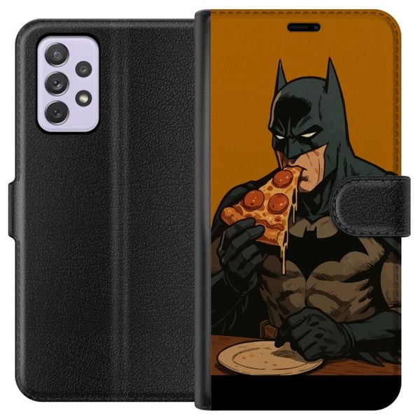 Kompatibel Tegnebogsetui til Samsung Galaxy A52s 5G Batman-plakat spiser pizza DC Comics-helt tegneserie retro humor sjov madillustration sjov kunst