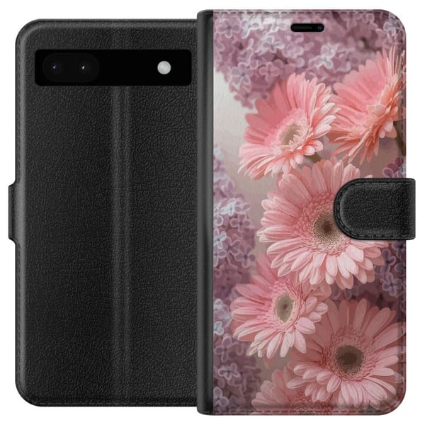 Yhteensopiva Lompakkokotelo Google Pixel 6a Vaaleanpunaiset kukat kukkakuvioinen design