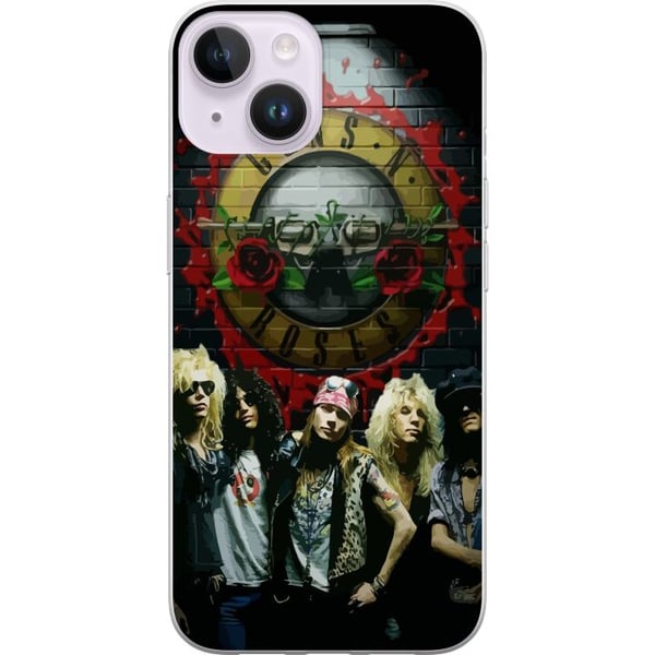 Kompatibelt Mobilskal till Apple iPhone 14 Plus Guns N Roses band framför loggan klassiskt rockmotiv med äkta 80talskänsla