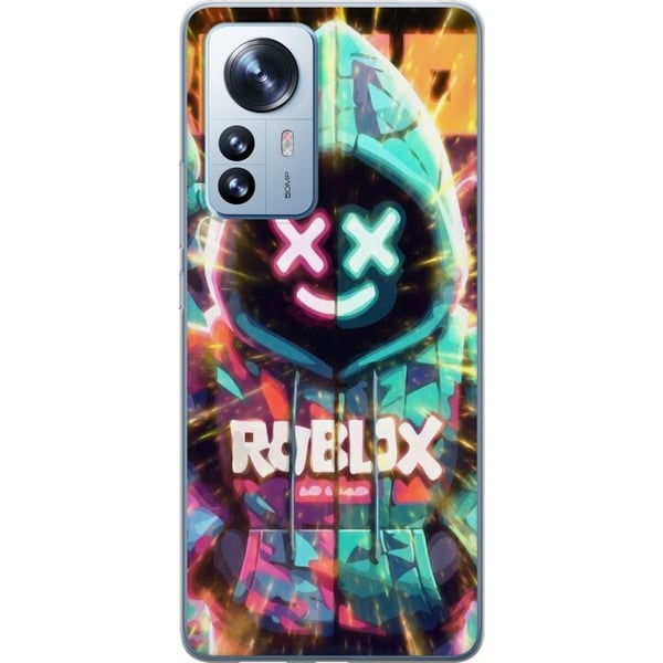 Kompatibelt Mobilskal till Xiaomi 12 Pro Neonfärgad Roblox-inspirerad hoodie-figur med lysande effekter och energifylld bakgrund, kraftfull gaming-il