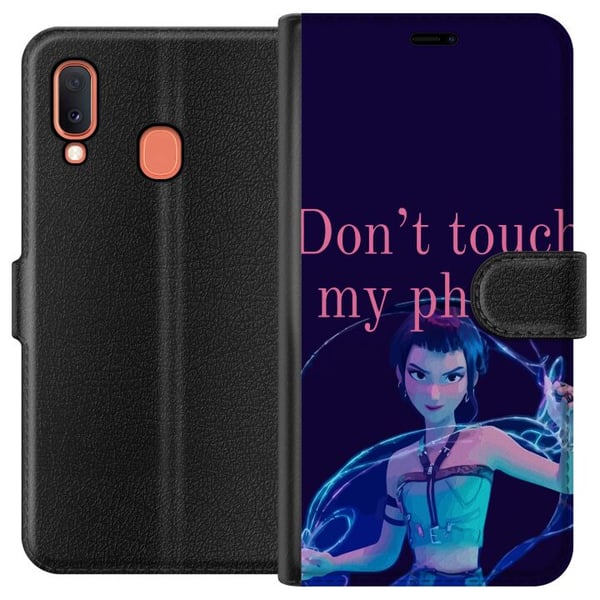 Kompatibelt Lommeboketui til Samsung Galaxy A20e K-pop Ikke rør telefonen min – Morsom illustrasjon med animert karakter Kompatibelt Lommeboketui til Samsung Galaxy A20e K-pop Ikke rør telefonen min – Morsom illustrasjon med animert karakter