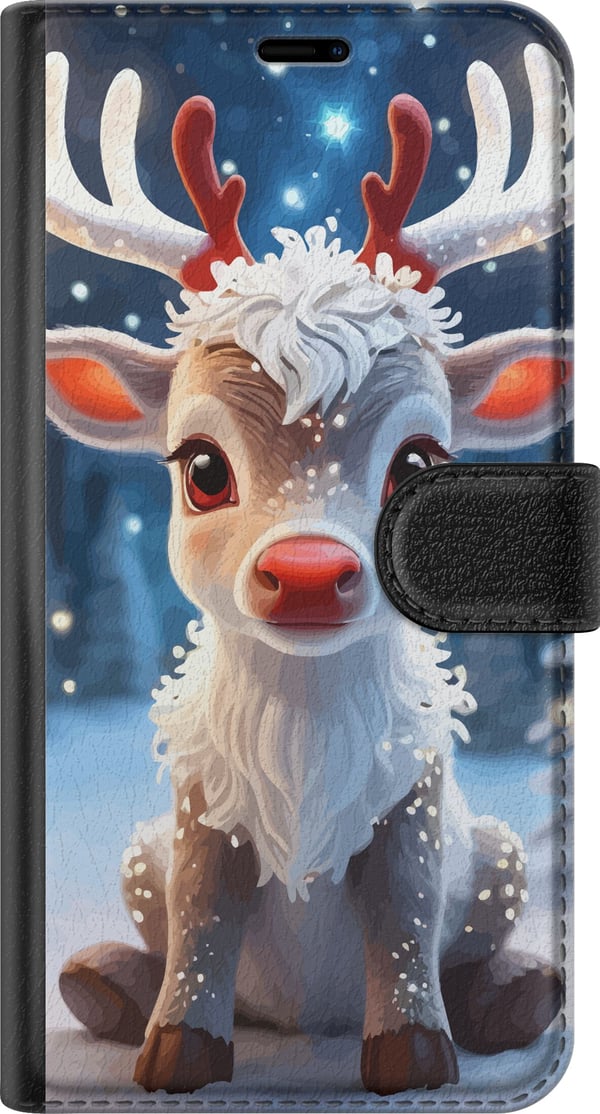 Kompatibelt Lommeboketui til Samsung Galaxy A16 5G Søt reinsdyr vinter julemotiv kawaii reinsdyr snø lys lys magisk jul søt høytid plakat