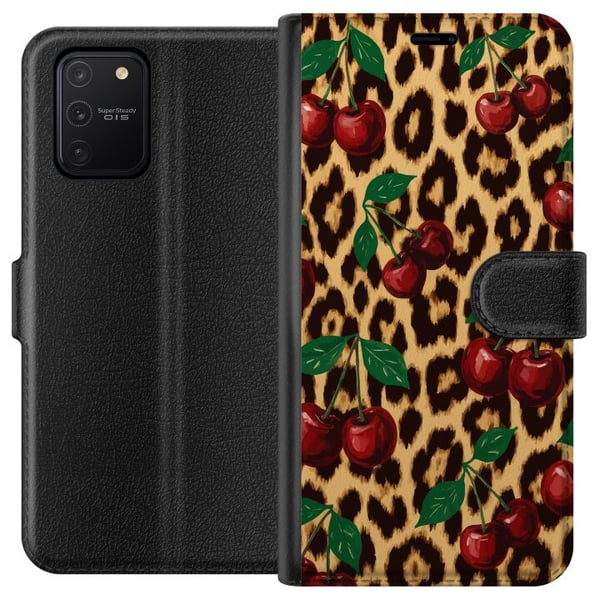 Kompatibelt Lommeboketui til Samsung Galaxy S10 Lite Kirsebær leopardmønster kirsebær retro rockabilly pinupstil kirsebærtrykk leopardbakgrunn moteku Kompatibelt Lommeboketui til Samsung Galaxy S10 Lite Kirsebær leopardmønster kirsebær retro rockabilly pinupstil kirsebærtrykk leopardbakgrunn moteku
