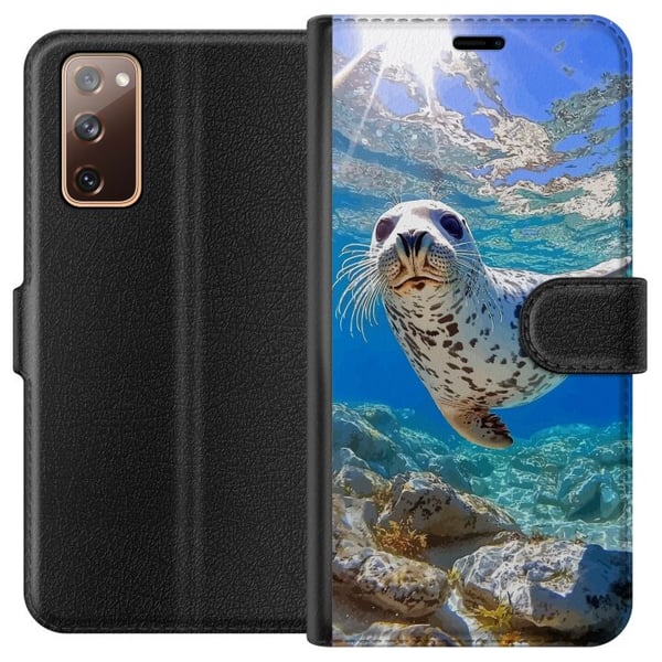 Kompatibelt Lommeboketui til Samsung Galaxy S20 FE Säl Hav Simmande Djurmotiv Natur Vattenmotiv Blå Design Kompatibelt Lommeboketui til Samsung Galaxy S20 FE Säl Hav Simmande Djurmotiv Natur Vattenmotiv Blå Design