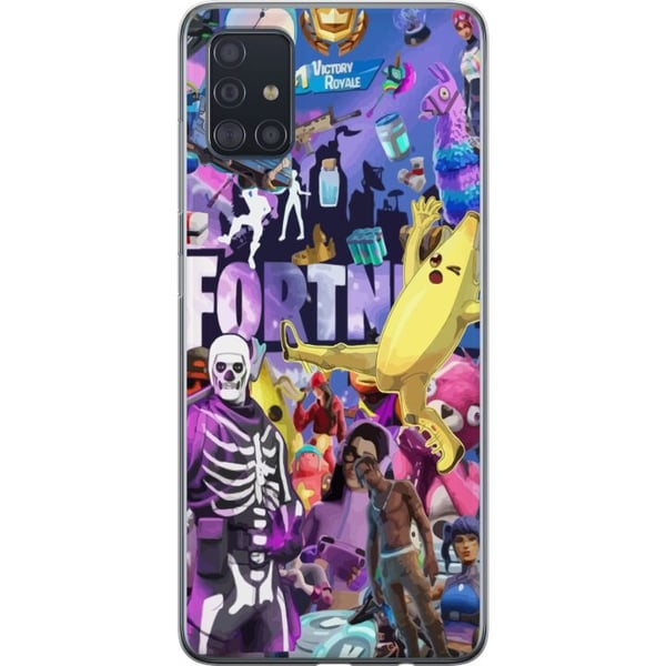 Kompatibel Mobilcover til Samsung Galaxy A51 Fortnite-collage med Banana Peely Battle Bus og skins farverigt gamingmotiv