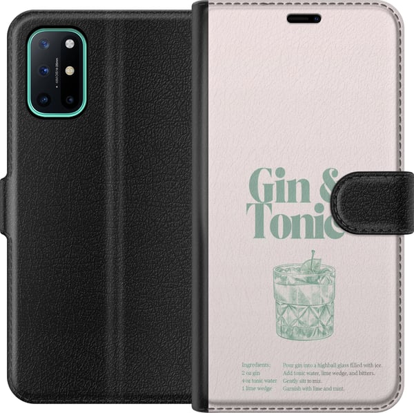 Kompatibel Tegnebogsetui til OnePlus 8T Gin og tonic i stilren retroillustration