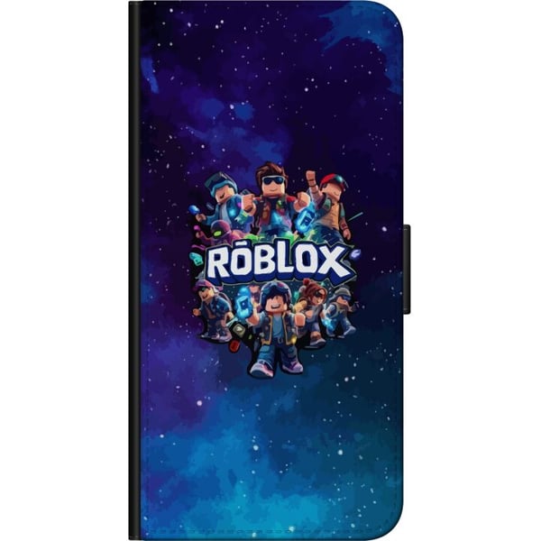 Kompatibelt Plånboksfodral till Samsung Galaxy A20s Roblox gamingdesign med avatarer galaxbakgrund blå och lila toner populär Roblox stil episk carto