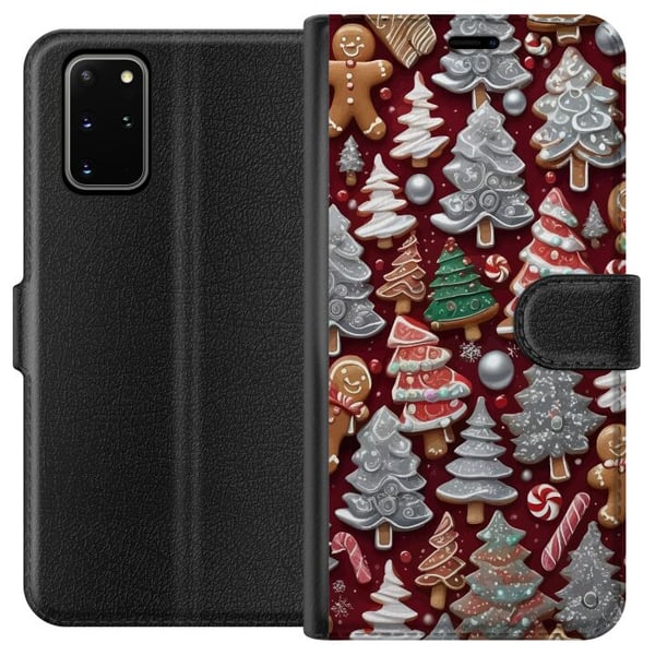 Kompatibelt Plånboksfodral till Samsung Galaxy S20+ Christmas cookies julkakor gingerbread granar pepparkakor holiday pattern candy cane julgran desi