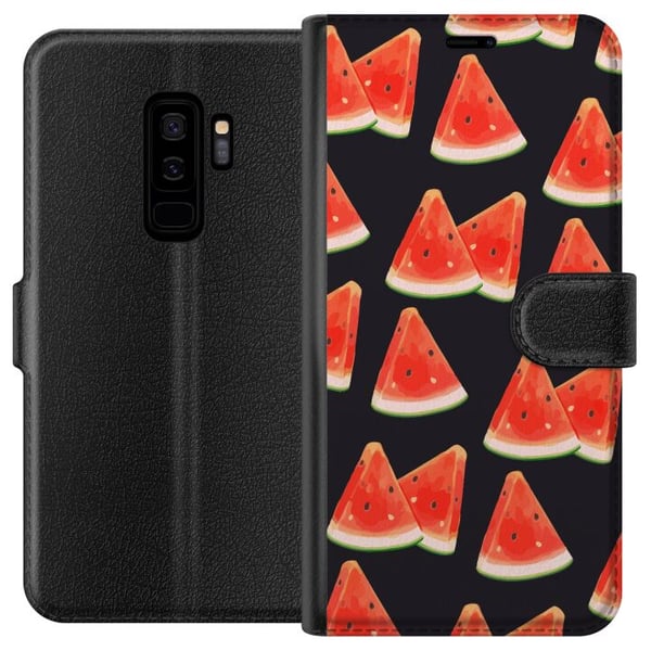 Kompatibelt Lommeboketui til Samsung Galaxy S9+ Vannmelon-sommermønster – frisk vannmelondesign med røde fruktskiver mot mørk bakgrunn Kompatibelt Lommeboketui til Samsung Galaxy S9+ Vannmelon-sommermønster – frisk vannmelondesign med røde fruktskiver mot mørk bakgrunn