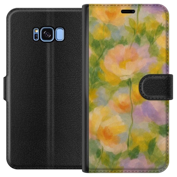 Kompatibelt Lommeboketui til Samsung Galaxy S8 Solvarme blomster i håndmalt romantisk stil