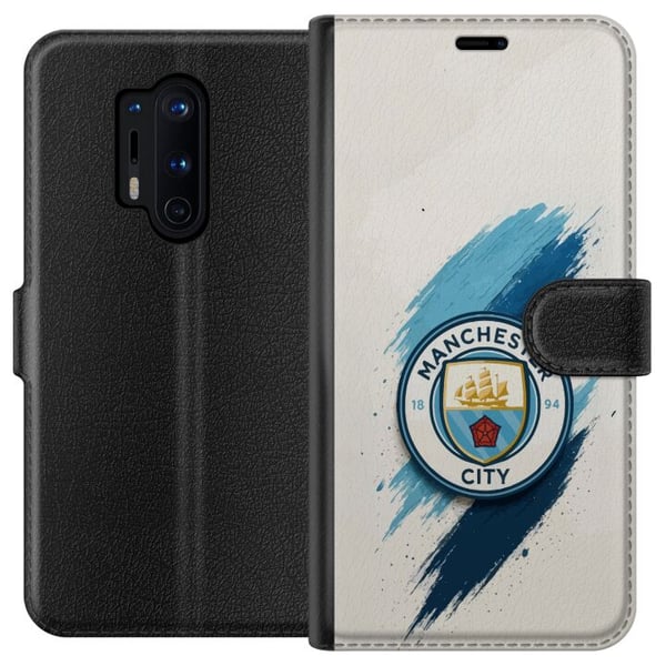 Kompatibel Tegnebogsetui til OnePlus 8 Pro Manchester City fodbold Jack Grealish blå penselstrøg illustration