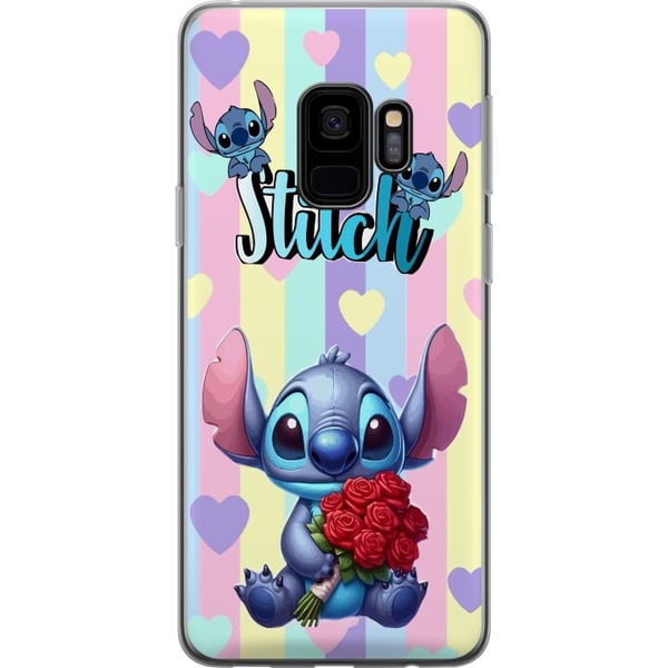 Kompatibel Mobilcover til Samsung Galaxy S9 Stitch med roser i romantisk tegneseriestil mod stribet baggrund