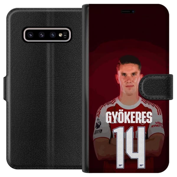Kompatibelt Lommeboketui til Samsung Galaxy S10+ Viktor Gyökeres Arsenal 14 Fotballinspirert design med Gyökeres i rød kampdrakt nummer 14