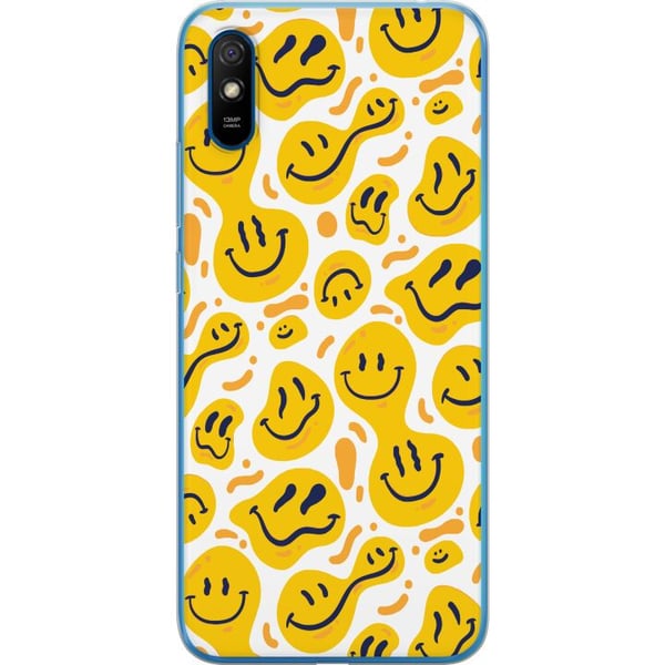 Kompatibelt Mobildeksel til Xiaomi Redmi 9A Lekent smileymønster med gule former i moderne grafisk stil