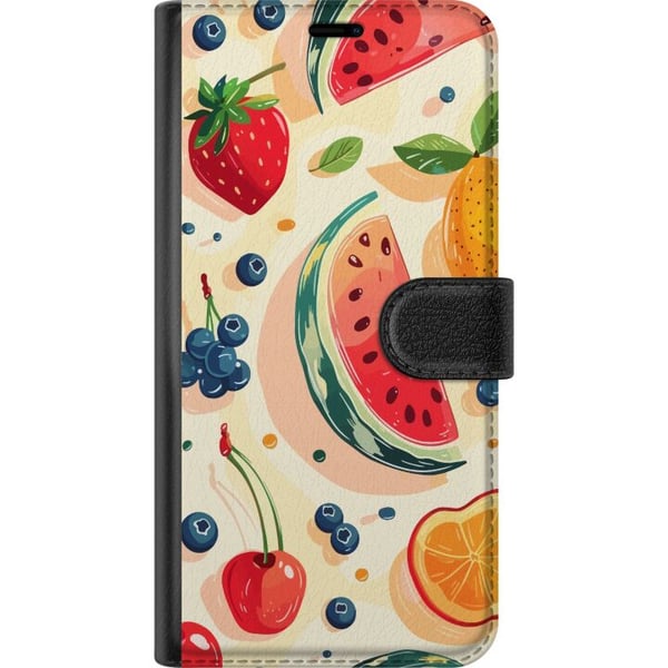 Kompatibel Tegnebogsetui til Samsung Galaxy S23 Frugtmønster med vandmelon, citrusfrugter og bær i en legende illustration