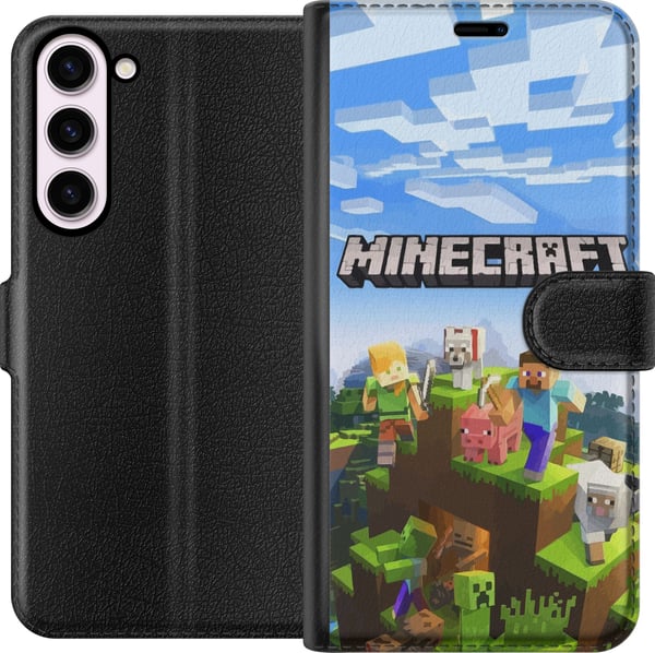 Kompatibelt Lommeboketui til Samsung Galaxy S23+ Minecraft pikselverden Creeper gamingdesign