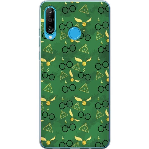 Kompatibelt Mobilskal till Huawei P30 lite Harry Potter glasögon gyllene kvicken dödsreliker magisk design med mystik och trollkarlskänsla