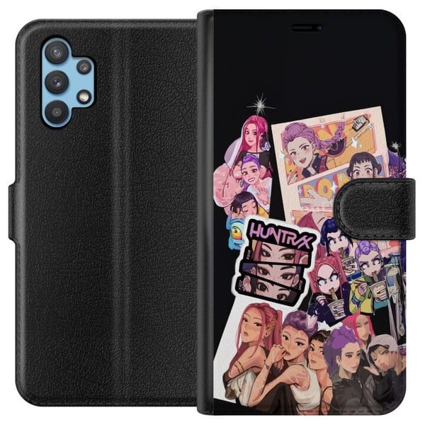 Kompatibelt Plånboksfodral till Samsung Galaxy A32 5G HuntrX Manga Squad färgstarkt motiv med KPopinspirerade tjejer i tecknad anime stil med stark e
