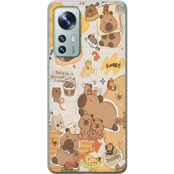 Yhteensopiva Puhelinkuori Xiaomi 12 Kawaii capybara mobilskal med gulliga djurmotiv