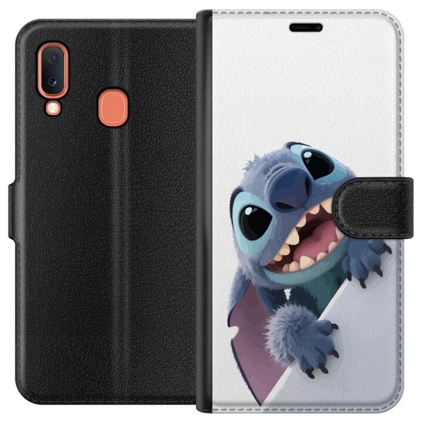 Kompatibelt Plånboksfodral till Samsung Galaxy A20e Happy Stitch – glad figur med charmig uttryck Kompatibelt Plånboksfodral till Samsung Galaxy A20e Happy Stitch – glad figur med charmig uttryck
