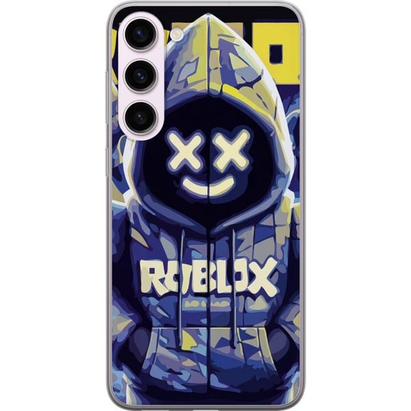 Kompatibel Mobilcover til Samsung Galaxy S23+ Blå-gul Roblox-inspireret hoodie-figur med maske og minimalistisk neonstil, stilren spilillustration ti Kompatibel Mobilcover til Samsung Galaxy S23+ Blå-gul Roblox-inspireret hoodie-figur med maske og minimalistisk neonstil, stilren spilillustration ti
