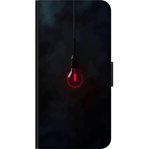 Kompatibelt Plånboksfodral till Samsung Galaxy A20s Mörkröd glödlampa i mörk miljö elegant futuristisk design med konstnärlig touch för dig som gilla