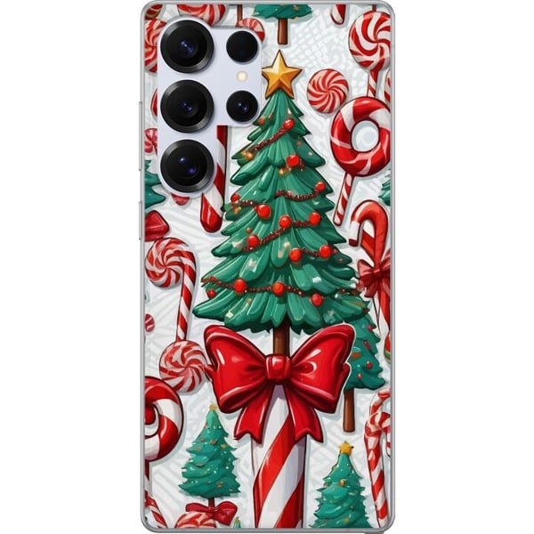 Kompatibelt Mobildeksel til Samsung Galaxy S25 Ultra Juletre plakat juletre polkastang godteri høytidssøtsaker julemotiv retro polkastenger design ku Kompatibelt Mobildeksel til Samsung Galaxy S25 Ultra Juletre plakat juletre polkastang godteri høytidssøtsaker julemotiv retro polkastenger design ku