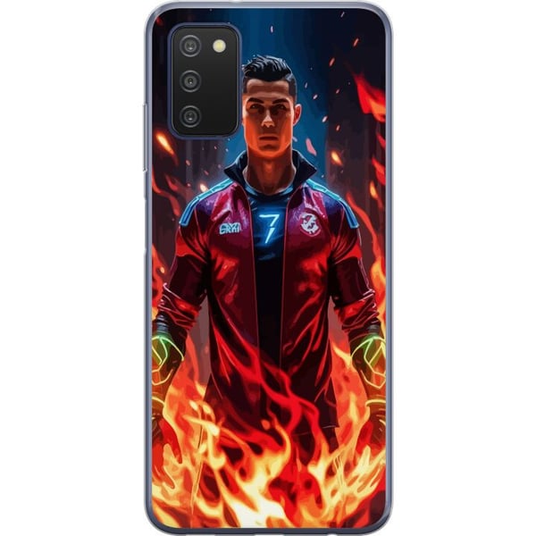 Kompatibelt Mobildeksel til Samsung Galaxy A03s Ronaldo Inferno - fotballhelt i flammer