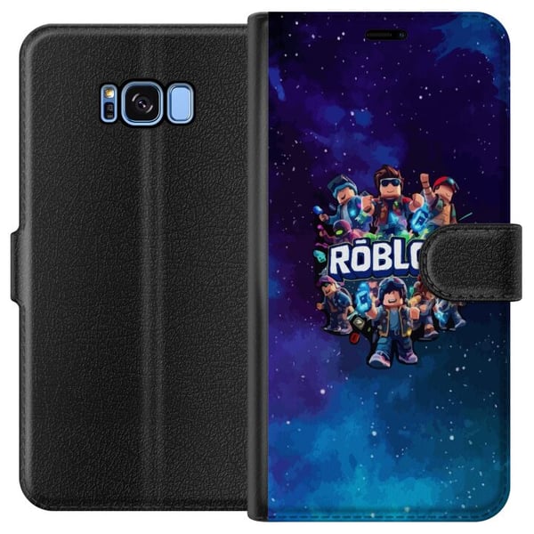 Kompatibelt Plånboksfodral till Samsung Galaxy S8 Roblox gamingdesign med avatarer galaxbakgrund blå och lila toner populär Roblox stil episk cartoon