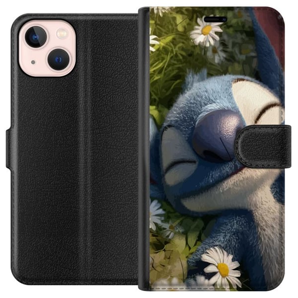 Kompatibel Tegnebogsetui til Apple iPhone 13 mini Stitch, der falder i søvn på en margueriteng, hvor det bløde lys og naturens ro skaber en varm og a