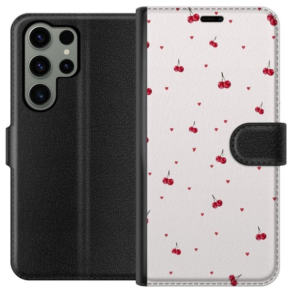 Kompatibel Tegnebogsetui til Samsung Galaxy S23 Ultra Kirsebær og hjerter på hvid baggrund sødt romantisk design med minimalistisk udtryk og bløde to Kompatibel Tegnebogsetui til Samsung Galaxy S23 Ultra Kirsebær og hjerter på hvid baggrund sødt romantisk design med minimalistisk udtryk og bløde to