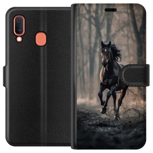 Kompatibelt Plånboksfodral till Samsung Galaxy A20e Running horse Kompatibelt Plånboksfodral till Samsung Galaxy A20e Running horse