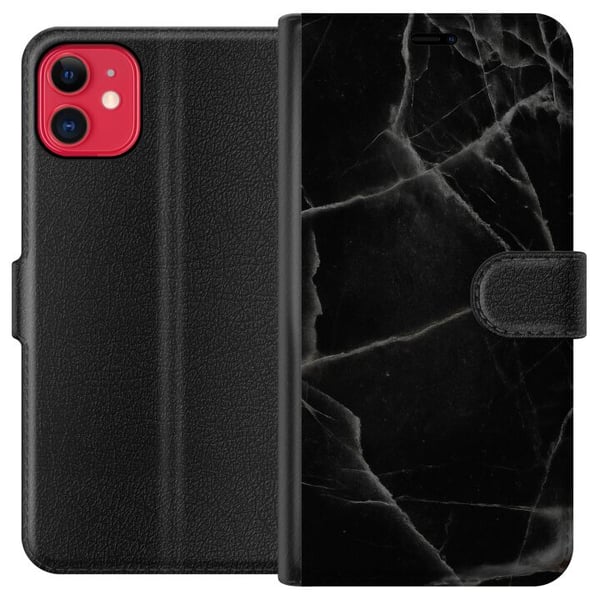Kompatibel Tegnebogsetui til Apple iPhone 11 Sort marmor Kompatibel Tegnebogsetui til Apple iPhone 11 Sort marmor
