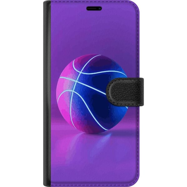 Kompatibelt Lommeboketui til Samsung Galaxy S21 Basketballplakat neon basketball sport glødende lilla blå retrobane idrettsutøver sportsdesign kunst