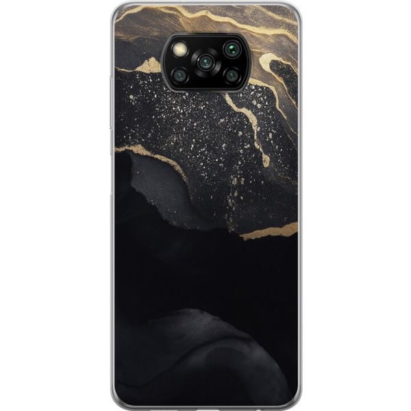 Kompatibelt Mobilskal till Xiaomi Poco X3 NFC Svart guld abstrakt