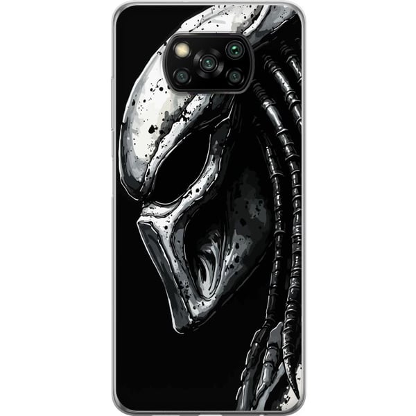 Kompatibel Mobilcover til Xiaomi Poco X3 NFC Dramatisk illustration af en Predator-maske med metalliske teksturer, skygger og detaljer, der fremhæver