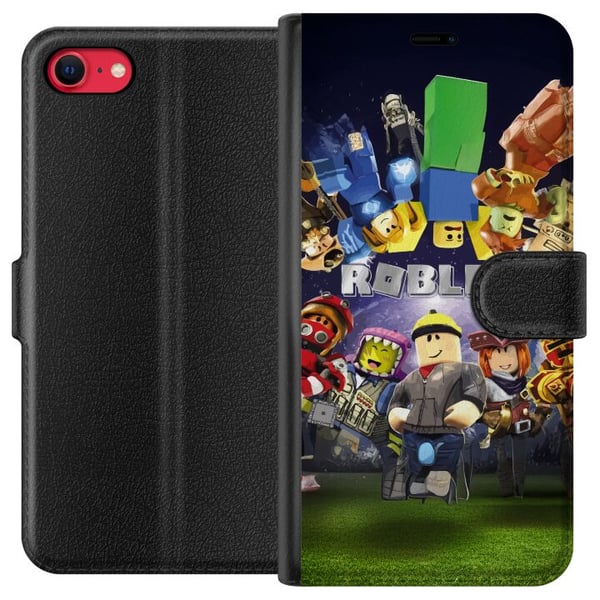 Kompatibelt Plånboksfodral till Apple iPhone 8 Roblox Värld – Gamingäventyr för Barn & Ungdomar