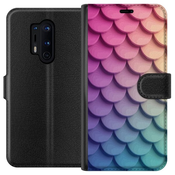 Kompatibel Tegnebogsetui til OnePlus 8 Pro Skællet pastelmønster med bløde overlappende former i rosa, lilla og blå toner, som skaber et harmonisk, d
