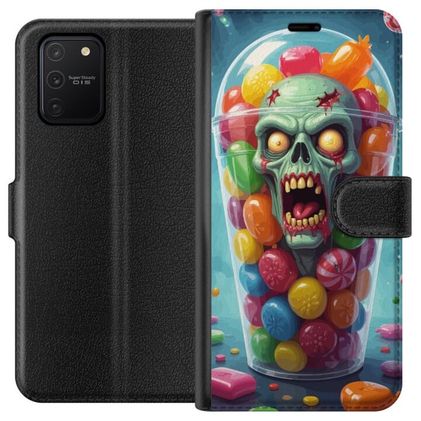 Kompatibelt Lommeboketui til Samsung Galaxy S10 Lite Zombie plakat godterikopp skrekk kunst godteri hodeskalle skummel fargerik halloween uhyggelig d Kompatibelt Lommeboketui til Samsung Galaxy S10 Lite Zombie plakat godterikopp skrekk kunst godteri hodeskalle skummel fargerik halloween uhyggelig d