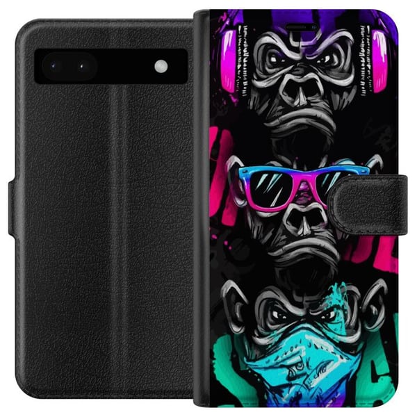 Yhteensopiva Lompakkokotelo Google Pixel 6a Kolme apinaa -taide – Graffitihenkinen neonaihe ei näe mitään, ei kuule mitään, ei sano mitään