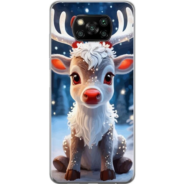 Kompatibel Mobilcover til Xiaomi Poco X3 NFC Sød rensdyr vinter julemotiv kawaii rensdyr sne lys lys magisk jul sød højtid plakat